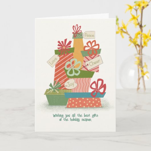 Kerstcadeaus Whimsical Illustration Kaart (Gele Bloem)