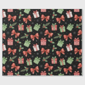 Kerstcadeaus, Zwart Cadeaupapier (Vlak)