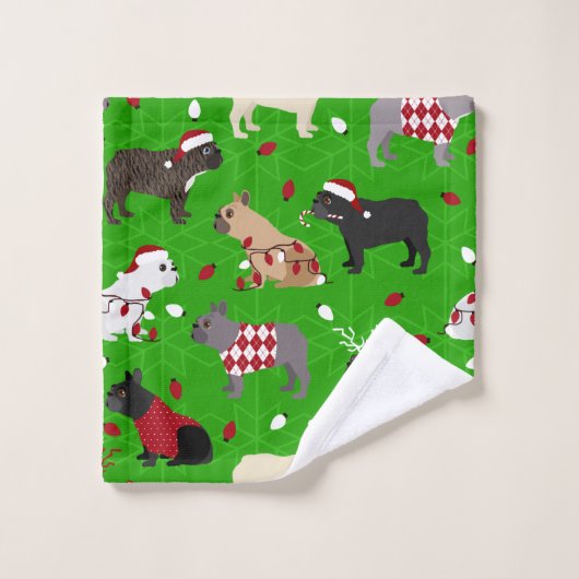 kerstcadeauset met bulledog Bath Bad Handdoek (Wasdoekje)