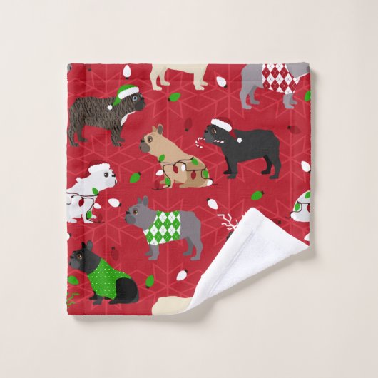 kerstcadeauset met bulledog Bath Bad Handdoek (Wasdoekje)