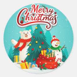 kerstcadeausticker ronde sticker