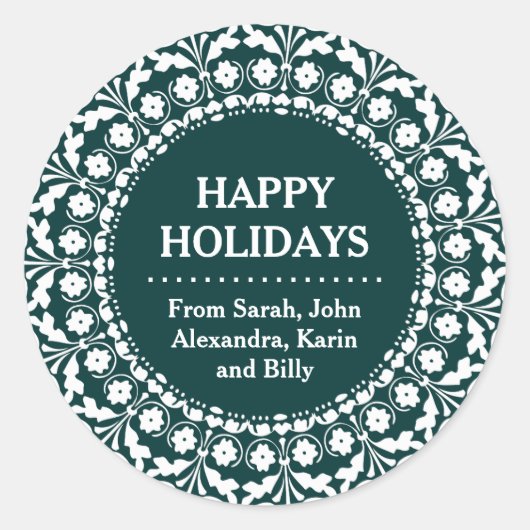 Kerstcadeaustickers Traditionele Volkskunststijl Ronde Sticker (Voorkant)