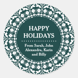 Kerstcadeaustickers Traditionele Volkskunststijl Ronde Sticker