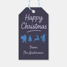 Kerstcadeautag - Blauwe Silhouet
