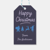 Kerstcadeautag - Blauwe Silhouet Cadeaulabel (Achterkant)