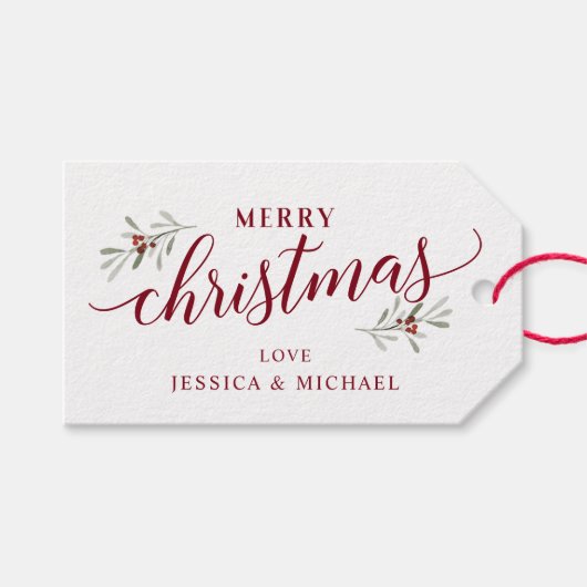 Kerstcadeautag | Calligrafie & Klimop Cadeaulabel (Voorkant (Horizontaal))