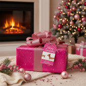 Kerstcadeautag Dachshund Gepersonaliseerd Roze Cadeaulabel