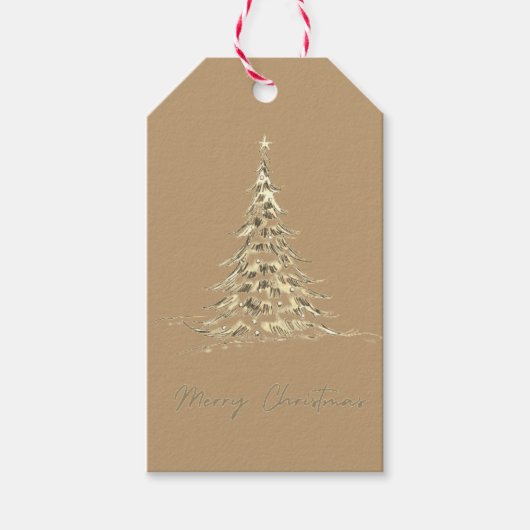 Kerstcadeautag | Elegante Kerstboom Cadeaulabel (Voorkant)
