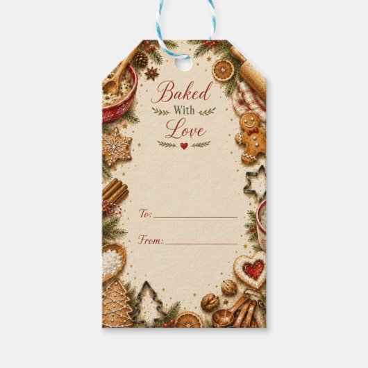 Kerstcadeautag 'Gebakken met Liefde' Cadeaulabel (Voorkant)