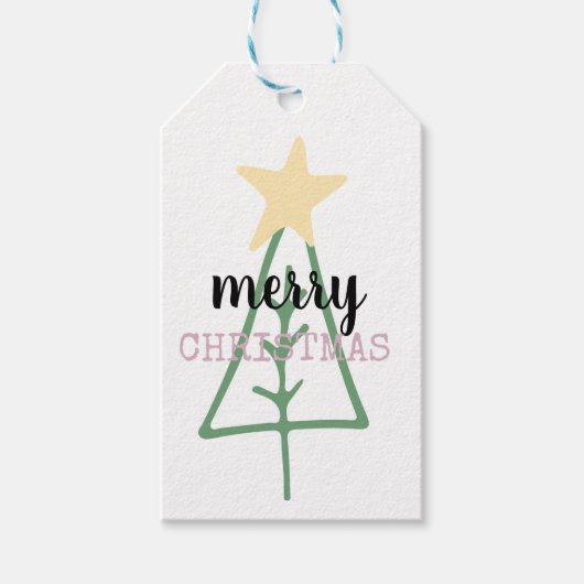 Kerstcadeautag. Kersttag, Moderne Kerstmis Cadeaulabel (Voorkant)