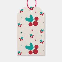 Kerstcadeautag met hulst cadeaulabel