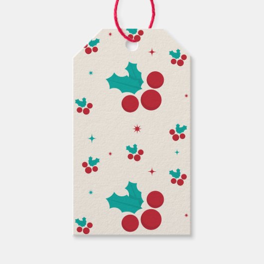 Kerstcadeautag met hulst cadeaulabel (Voorkant)
