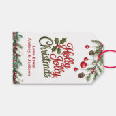 Kerstcadeautag met hulstbessen cadeaulabel (Voorkant (Horizontaal))