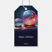 Kerstcadeautag met kristallen sneeuwballen cadeaulabel (Achterkant)