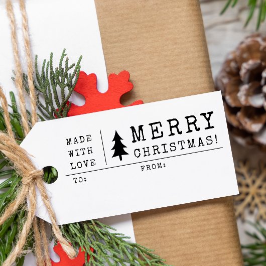 Kerstcadeautag Met Liefde Gemaakt Rubberstempel