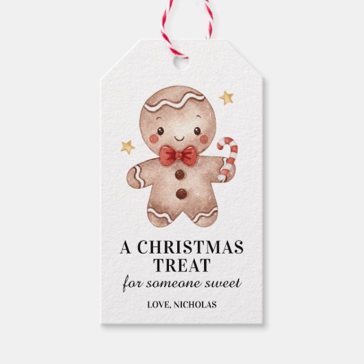 Kerstcadeautag met mannetje van peperkoek cadeaulabel (Voorkant)