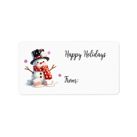 Kerstcadeautag met Marshmallow Sneeuwman Etiket (Voorkant)