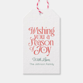 Kerstcadeautag met naam Seizoen van vreugde Cadeaulabel