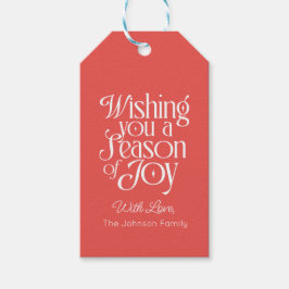 Kerstcadeautag met naam Seizoen van vreugde Cadeaulabel