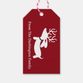 Kerstcadeautag met Reindeer Dachshund Cadeaulabel (Voorkant)