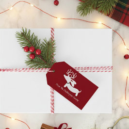 Kerstcadeautag met Reindeer Dachshund Cadeaulabel