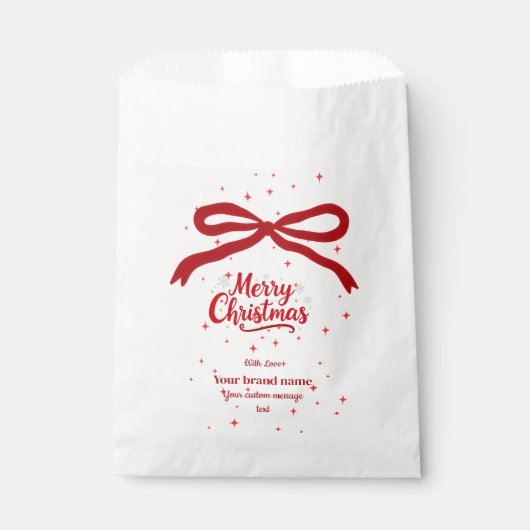 Kerstcadeautag met rode strik bedankzakje (Voorkant)