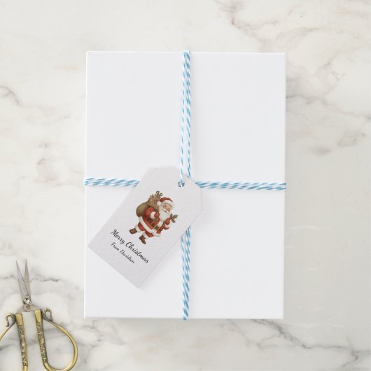 Kerstcadeautag met vintage Sint Cadeaulabel (Met Touw)