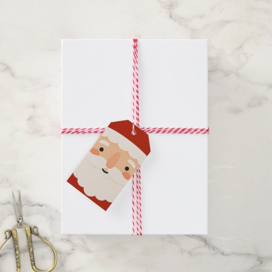 Kerstcadeautag met vrolijk Sinterklaasgezicht Cadeaulabel (Met Touw)