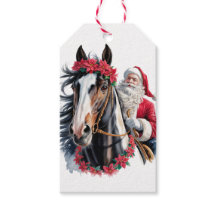 Kerstcadeautag Santa rijdt op een Paint Horse
