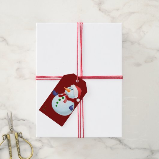 Kerstcadeautag Sneeuwman Cadeaulabel (Met Touw)