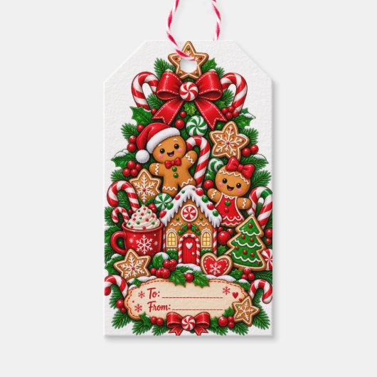 Kerstcadeautag van gemberkoek cadeaulabel (Voorkant)