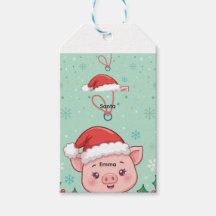 Kerstcadeautag voor baby varken