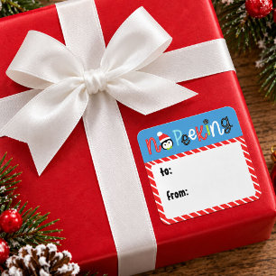 Kerstcadeautag voor kinderen met leuk en speels on vierkante sticker