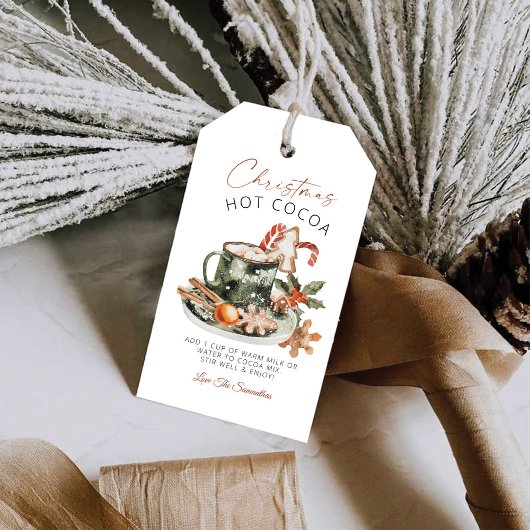 Kerstcadeautag voor warme chocolademelk cadeaulabel