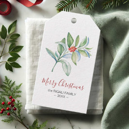 Kerstcadeautags Elegant Eenvoudig Aquarel Cadeaulabel