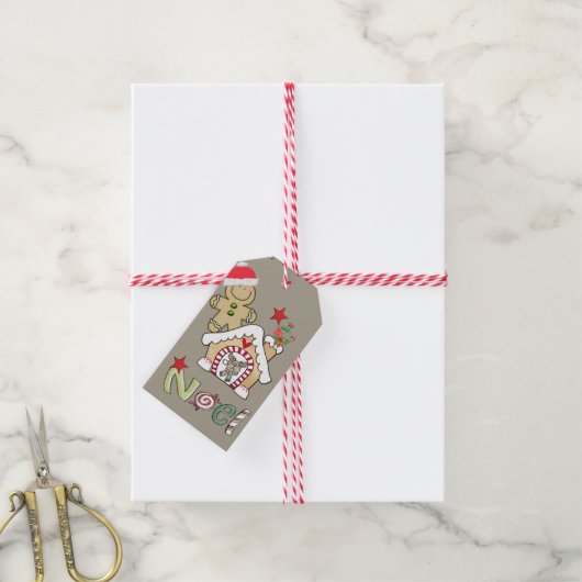 kerstcadeautags Gingerbrood Man Noel Cadeaulabel (Met Touw)