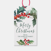 Kerstcadeautags Kerstmis Holly Cadeaulabel (Voorkant)