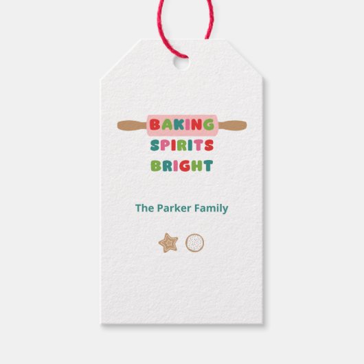 Kerstcadeautags met Baking Spirits Bright Cadeaulabel (Voorkant)