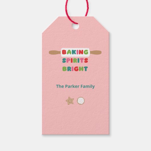 Kerstcadeautags met Baking Spirits Bright Cadeaulabel (Voorkant)