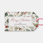 Kerstcadeautags met botanisch ontwerp cadeaulabel (Voorkant (Horizontaal))