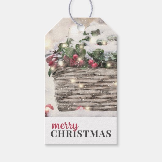 Kerstcadeautags met hulstbessen cadeaulabel (Voorkant)