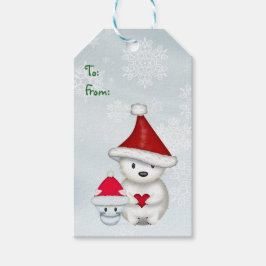 Kerstcadeautags met ijsbeer en kitten cadeaulabel