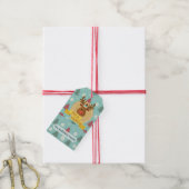 Kerstcadeautags met rendieren bedrukt cadeaulabel (Met Touw)