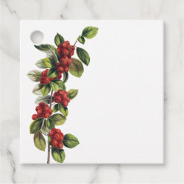 Kerstcadeautags met rode bes tak bedankjes labels