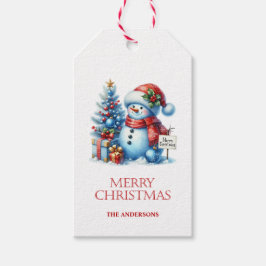 Kerstcadeautags met Sneeuwman Cadeaulabel