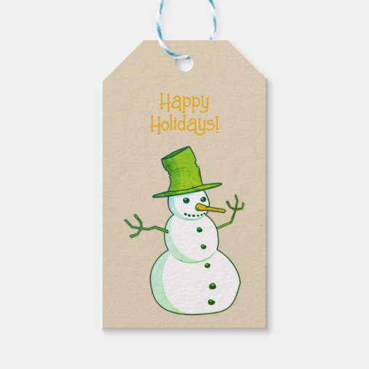 Kerstcadeautags met sneeuwman cadeaulabel (Voorkant)