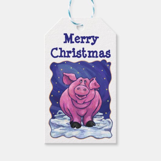 Kerstcadeautags met varkens cadeaulabel (Voorkant)