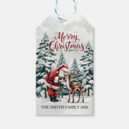 Kerstcadeautags met vintage Sint & herten Cadeaulabel (Voorkant)