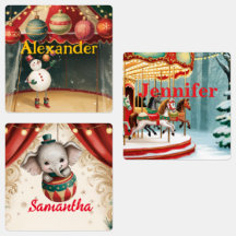 Kerstcadeautags met vintagecircusthema