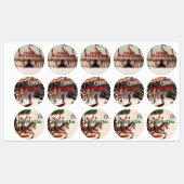 Kerstcadeautags met vintagecircusthema labels (Vel)